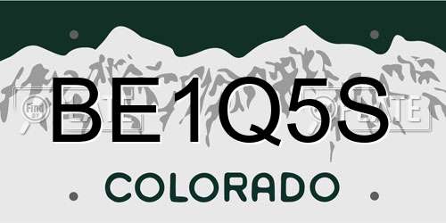 BE1Q5S Colorado License Plate