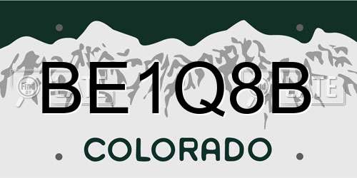 BE1Q8B Colorado License Plate
