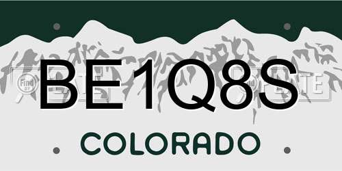 BE1Q8S Colorado License Plate