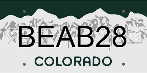 BEAB28 Colorado License Plate