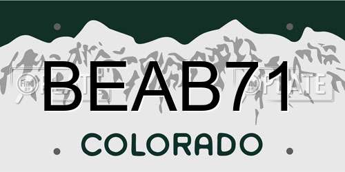 BEAB71 Colorado License Plate
