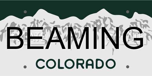 BEAMING Colorado License Plate