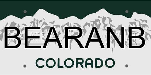 BEARANB Colorado License Plate