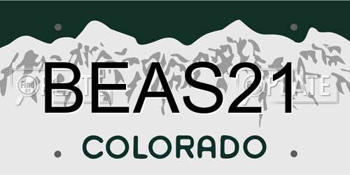 BEAS21 Colorado License Plate