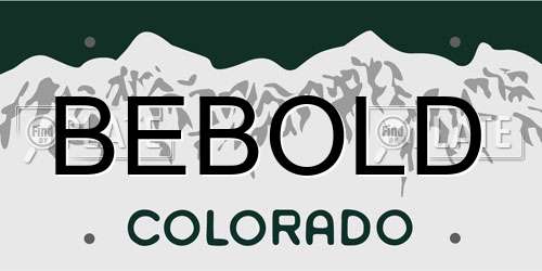BEBOLD Colorado License Plate
