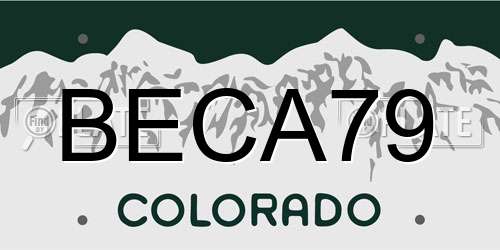BECA79 Colorado License Plate