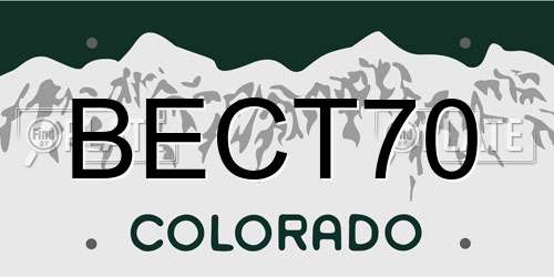BECT70 Colorado License Plate