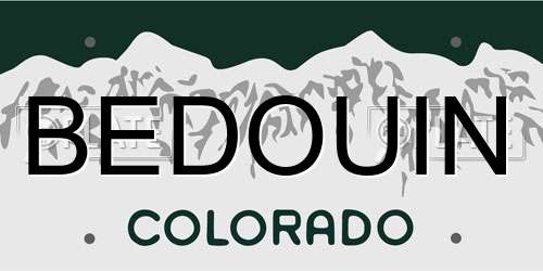BEDOUIN Colorado License Plate
