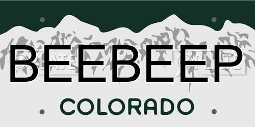 BEEBEEP Colorado License Plate