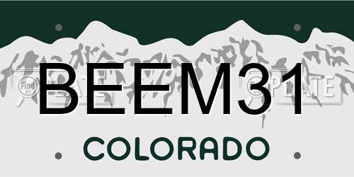 BEEM31 Colorado License Plate