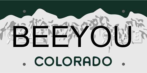 BEEYOU Colorado License Plate