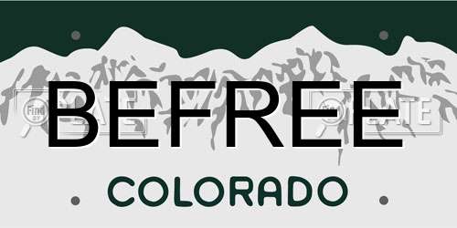 BEFREE Colorado License Plate