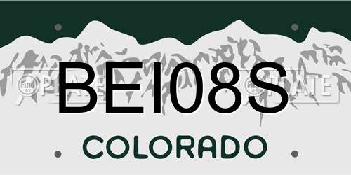 BEI08S Colorado License Plate