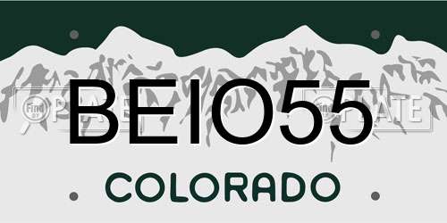 BEIO55 Colorado License Plate