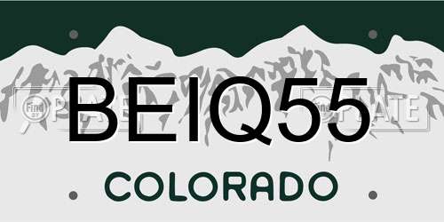 BEIQ55 Colorado License Plate