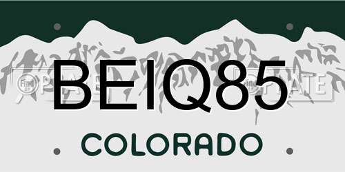 BEIQ85 Colorado License Plate