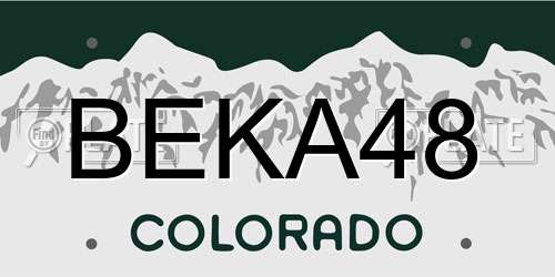 BEKA48 Colorado License Plate