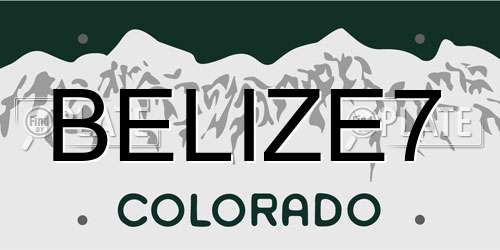 BELIZE7 Colorado License Plate