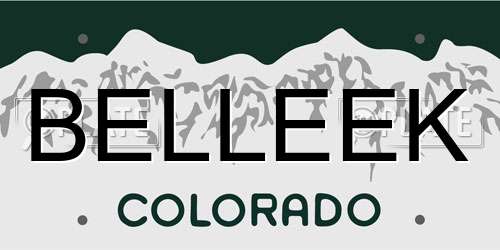 BELLEEK Colorado License Plate