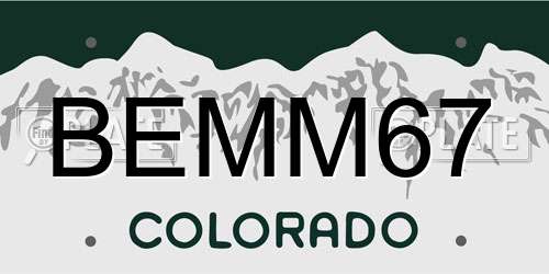 BEMM67 Colorado License Plate
