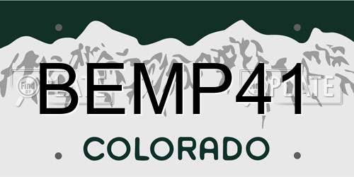 BEMP41 Colorado License Plate