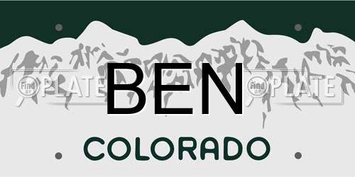 BEN Colorado License Plate