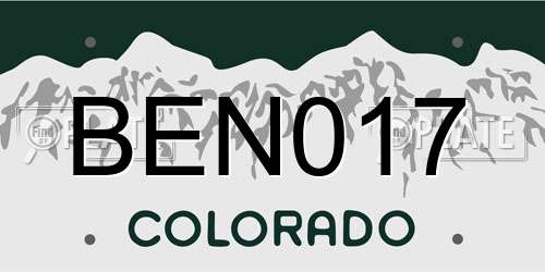 BEN017 Colorado License Plate