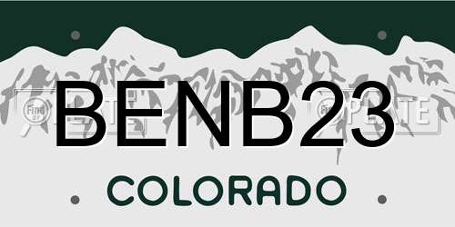 BENB23 Colorado License Plate