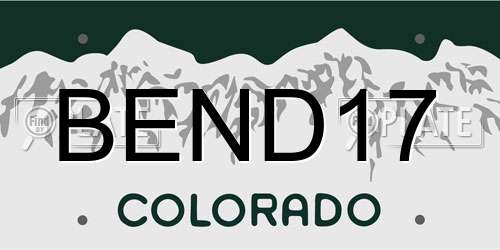 BEND17 Colorado License Plate