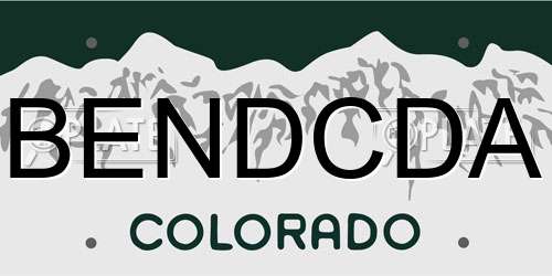 BENDCDA Colorado License Plate