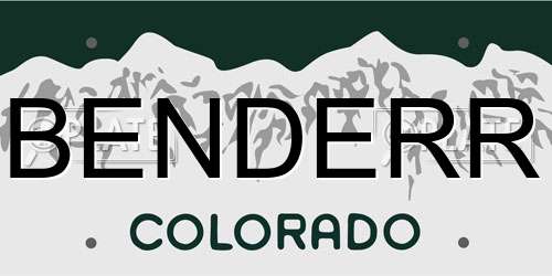 BENDERR Colorado License Plate