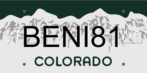 BENI81 Colorado License Plate