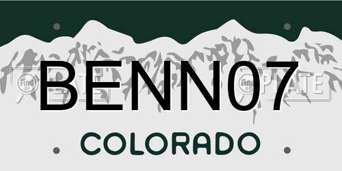 BENN07 Colorado License Plate