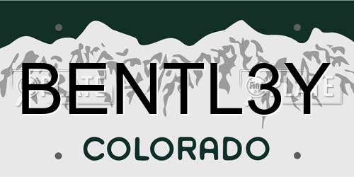 BENTL3Y Colorado License Plate