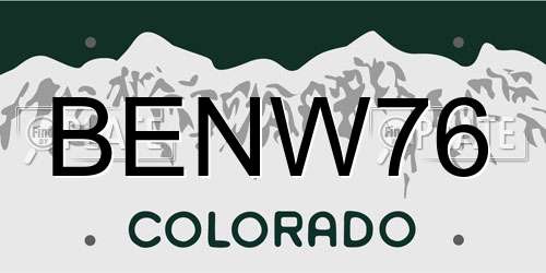 BENW76 Colorado License Plate