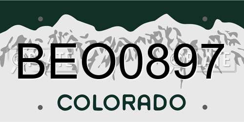 BEO0897 Colorado License Plate