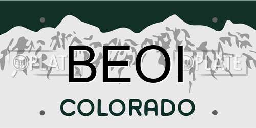 BEOI Colorado License Plate