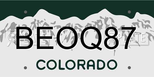 BEOQ87 Colorado License Plate