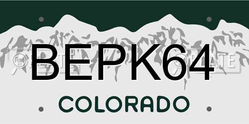 BEPK64 Colorado License Plate
