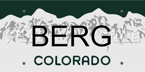 BERG Colorado License Plate