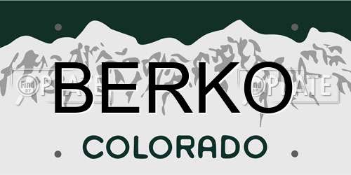 BERKO Colorado License Plate