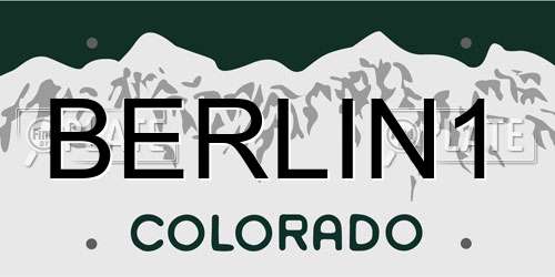 BERLIN1 Colorado License Plate