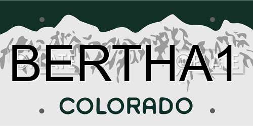 BERTHA1 Colorado License Plate