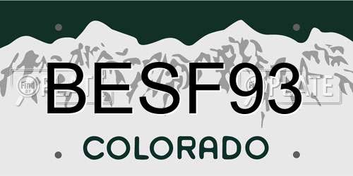 BESF93 Colorado License Plate