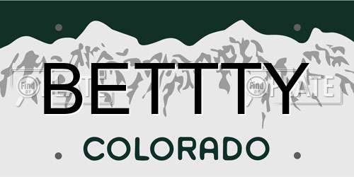 BETTTY Colorado License Plate