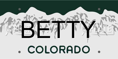 BETTY Colorado License Plate