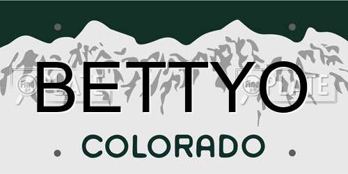 BETTYO Colorado License Plate