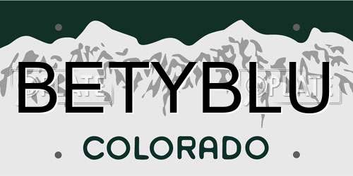 BETYBLU Colorado License Plate