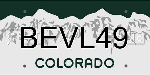 BEVL49 Colorado License Plate