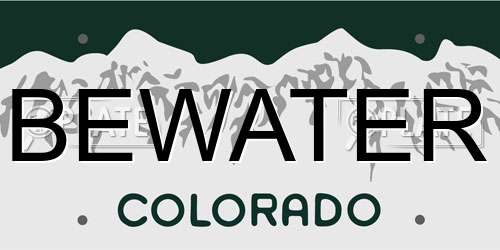 BEWATER Colorado License Plate